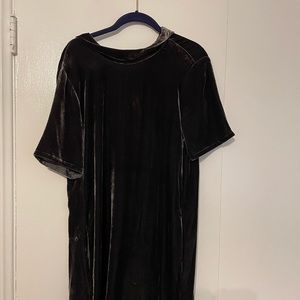 Eileen Fisher Charcoal Velvet Tie Back Shift Dress